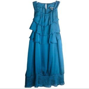 Apt. 9 Womens Blue Top Sleeveless Ruffle Smocked Hem Teal Pullover Flowy Size M